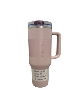 Stanley Blush Pink Insulated Travel Mug with Handle and Clear Lid Flip Top 40 Oz